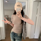 Round-Necked Short-Sleeved T-Shirt A New Summer Spicy Girl Looks Thin, Casual And Beautiful