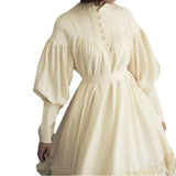 Fongt Maid COS Suit New Loose Button Collar Lace Lantern Sleeve Decoration Lolita