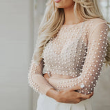 Fongt Spring And Summer Ins Explosion Super Fairy Sexy Perspective Lace Jersey Inside And Outside Wearing Mesh Top