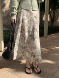 Fongt Xixi 2025 French-Style Retro-Screcent Garzre High-Rise Skirt A-Shaped Skirt Female 85120