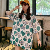Shirt blusas Female ulzzang short sleeve women blouse 2021 summer oversized gothic printing blouses Korean womens