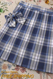 Sweet Bow Jk Plaid Skirt Women Fashion High Waist Adjust Button Girls Pleated Skirt Summer Preppy Style Sexy Mini
