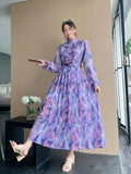 Fongt New Wooden Ear To The Waist Of The Thin Waist Goddess Vacation Seaside Long Dress 100 Folded Chiffon Swing