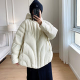 90 White Duck Velvet Jiangnan Cape With Thick Bread Down Jacket Female 2024 Winter Short Hooded Cocoon Type Puff Coat-Outfit