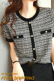 Striped Knitted T Shirt Women Thin Short Sleeve Tshirts Korean Style Tops Clothes 2023 Summer O Neck Tees Shirt