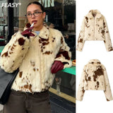 Fongt Women's ZA Autumn And Winter New Fashion Simple Leopard Fur Fur Coat