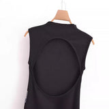 New Thread Splicing Design Bare-Back Slim Dress 0085311-Outfit