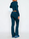 Fongt New Casual Wind Low-Rise Horn Pants Fashion Thin Solid Pants Set Women