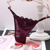 Fongt Trousers Female Lace Sexy No-Width Perspective Seduction Cotton Crotch Hollow Comfortable Lady Solid Color Low-Waisted Tpants