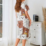 Fongt Pajamas Cartoon Printed Dress Dress Home Clothes