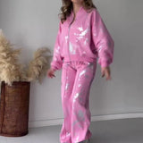Fongt Summer New Fashion Sleek Print Zipper Leisure Jacket Two Sets