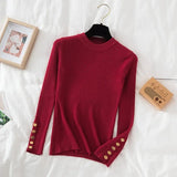 Thick Pullovers Khaki Casual Button O-neck Chic