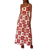 Fongt Dress Fashion Sling Positioning Print Three-Dimensional Lace 8052