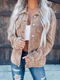 Fongt Fall 2024 New Casual Fashion Corduroy Rivet Long Sleeve Jacket 22273-Outfit