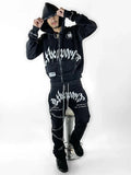 Gothic Printed Hoodie Personality High-End Tide Brand Loose Men's And Women's Sweater Suit-Outfit