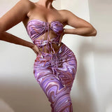 Summer Fashion Women's Dress With Bare Back And Printed Dress Will Be Issued Instead.-Outfit