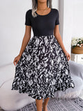 Fongt Wind Shooting Spring And Summer Leisure Leopard-Print Lotus Leaf Side Long Dress Women's Clothing