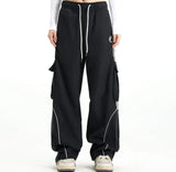 Vintage Piping Details Cargo Sweatpants-Outfit