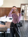 Fongt Xixi 2025 Autumn New White Standard Long-Sleeved High-Neck Knitted Top Sweater Female 89608