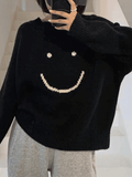Smiley Face Oversized Sweater-Outfit