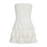 Fongt Romantic Sexy Lace Shoulder Corset Dress Niche Design Thin Cash Short Cake Skirt