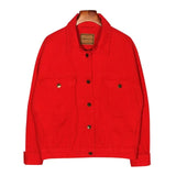 Vintage Washed Blue Turn-down Collar Denim