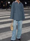 Side Slit Blazer 2024 Fashion Female Loose Pocket Commuter Jacket-Outfit