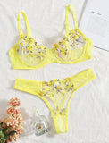 Floral Embroidery Transparent Lace 2 Piece Set-Outfit