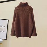 Warm 3 Piece Sets Womens Outfits Office Ladies Turtleneck Knitted Sweater+woolen Parkas Vest+wide Leg Knitting Pants