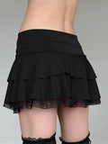 Fongt New Dark Wind Bow Lace Splicing Skirt Sexy Low-Rise Thin Hot Girl Ponp Of Short Skirt