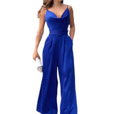 Fongt 2023 New Fashion Sexy V-Neck Belt Waist Sling Suit Pants-Outfit