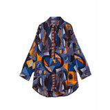Printed Casual Women's Single-breasted Blouse Vintage High Street Loose Long Sleeve Blouse Female Clothing Spring Summer-Outfit