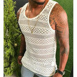 Fongt Men's New Hollow Out Breathable Vest Men's Jacket Tank Top Slim