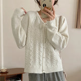Wind Milk Fufu Soft Waxy Strap Sweater Coat Cardigan Female Autumn And Winter Twist Unique Top Versatile Knit-Outfit