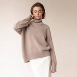 Oversize Women's Turtleneck Sweater Green Elegant Loose Cashmere Autumn Winter Ladies Pullover 2022 Fashion Sweaters