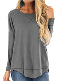 Fongt Women's Clothing 2025 Autumn And Winter Round Collar Long-Sleeved T-Shirt Solid Color Loose Top Before The Short And Rear Long Tuxedo Women's T