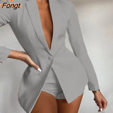 New Commuter Casual Suit Suit Jacket and Shorts Loose One Button Two-piece Set Shorts Suit Blazer Set for