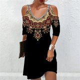 Women's Dresses Summer Ethnic Style Short Sleeve Tops Fashion Loose A-Line Skirt Elegant Casual Lady Vacation Dresses-Outfit