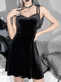 Dark Gothic Black Velvet Butterfly Dresses For Women Fairy Grunge Bandage Wing Emo Dress Party Elegant Fashion