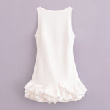 Fongt Summer Women's New Fashion Solid-Colored Sleeveless Skirts