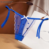 Transparent Embroidery Mesh Thong Bandage Bow Strap Women Fashion Underwear Panties Briefs Hot Gilr Love G-String