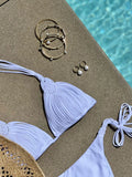 Three-Point Strap Bikini Solid Color Low-Waisted Split Swimsuit Woman 2025 New