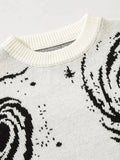Swirl Print Ripped Design Sweater-Outfit