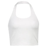 Fongt Hot Girl Hanging Neck Back Small Sling Female Slim Short Crop Pure Color Thread Short Jacket Tide