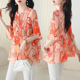 Fongt High-End Chiffon Middle Sleeve Shirt 2023 New Foreign Style Small Shirt To Cover The Belly Large Size Jacket-Outfit