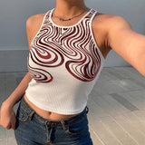 Sexy Corrugated Print Sleeveless Top-Outfit