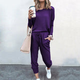 Fongt New Ebay Burst Round-Neck Solid-Color T-Shirt + Casual Trousers Fashion
