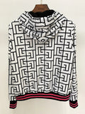QUALITY Newest 2023 Fashion F/W Designer Jacket Women's Monogram Printed Velvet Hooded Bomber