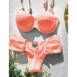 Solid Color Slings With Braided Hard-Packed Swimsuit Women 2025 New
