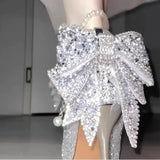 Fongt Crystal High Heels With Skirt Bridesmaids Engaged Super Temperament Bridal Shoes Shiny High-Grade Sense French
